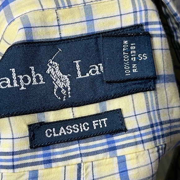 Polo Ralph Lauren Shirt Plaid Long Sleeve Button Down Yellow Shirt Mens - Picture 5 of 6